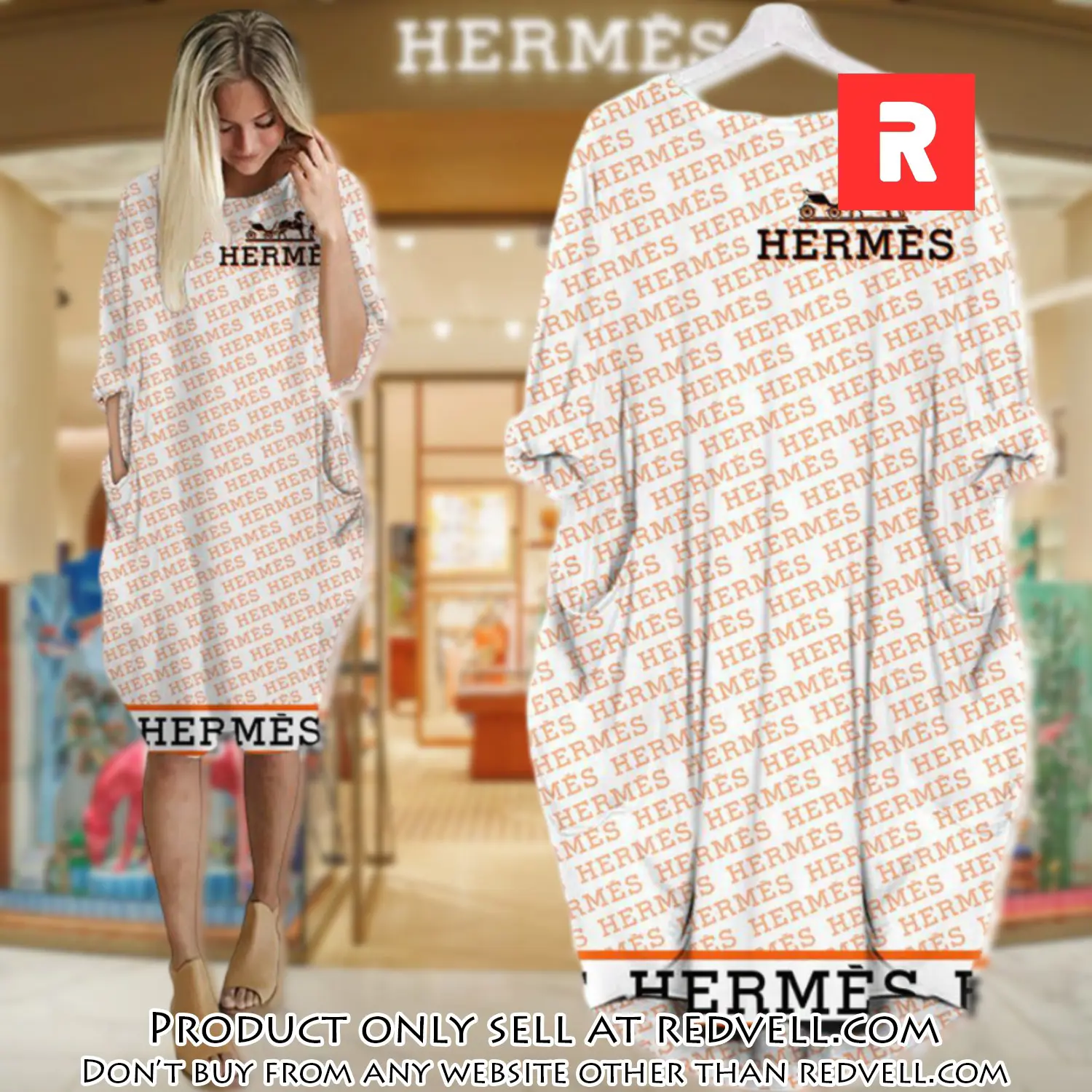 Hermes white batwing pocket dress luxury brand for women pd081 rv4839581